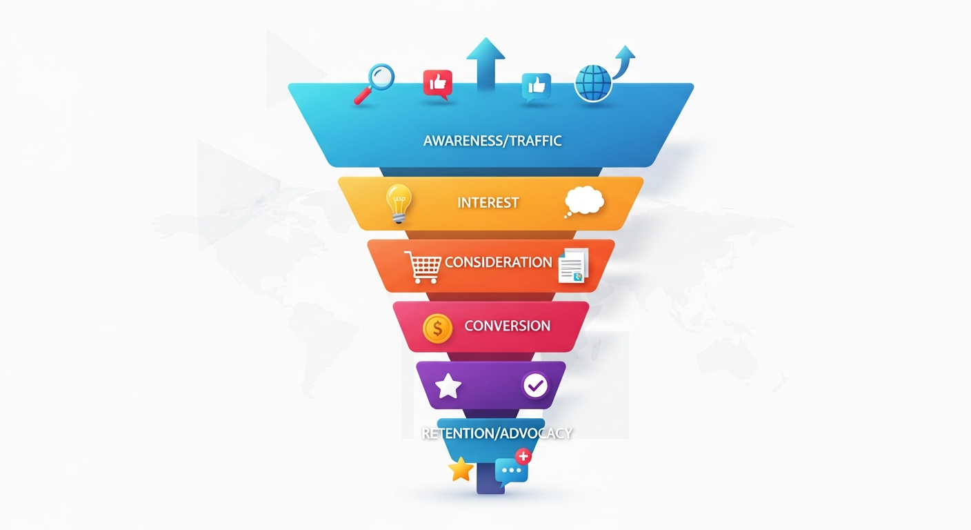 Landing page conversion funnel diagram