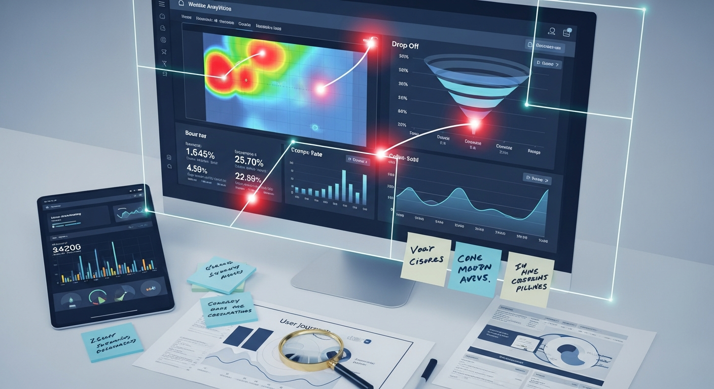 User experience analysis showing website conversion issues
